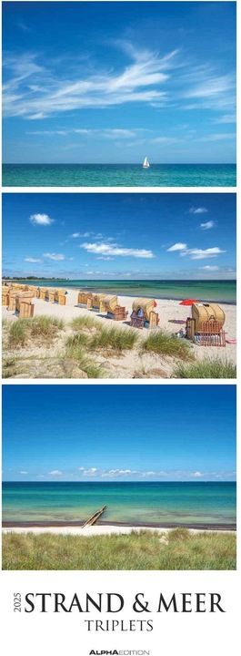 Produktbild Strand & Meer Triplets 2025 - Streifenkalender XXL 25x69 cm - Bildkalender im Hochformat - Wandkalen (25 x 69 cm, Deutsch)