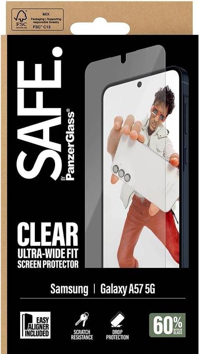Actual product image PanzerGlass SAFE Displayschutz Samsung Galaxy A57 | Ultra-Wide Fit EasyAligner (1 pcs., Samsung Galaxy A57)
