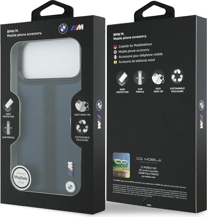 Actual product image BMW Case M Perforated Stripe Logo MagSafe for iPhone 17 Pro Max navy blue (Apple iPhone 17 Pro Max)