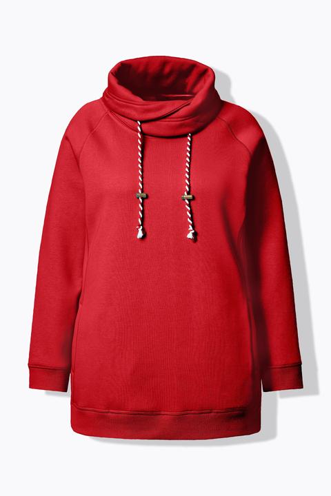 Actual product image Ulla Popken Drawstring Collar Long Sleeve Sweatshirt (62)