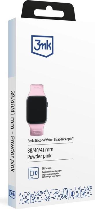 Actual product image 3MK Silicone Watch Strap różowy/powder pink dla Apple Watch 38/40/41mm (Silicone, Stainless steel)