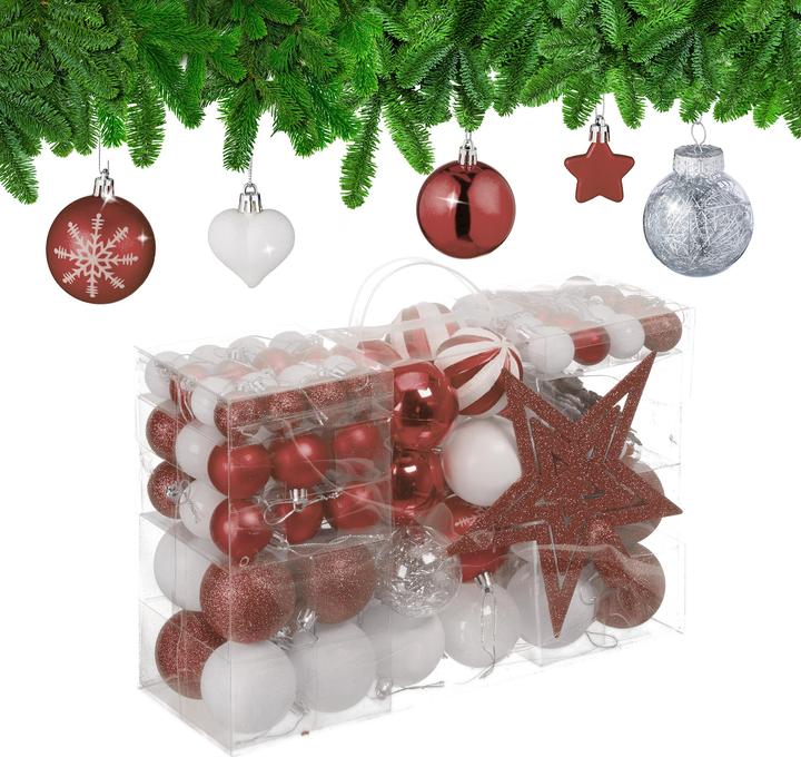 Relaxdays 101-tlg. Weihnachtskugeln-Set (101 -teilig)