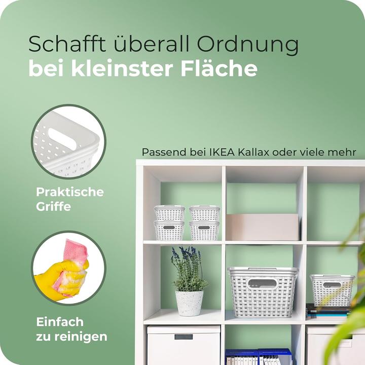 Actual product image Novaliv Aufbewahrungsbox mit Deckel Mini 2L Korb Weiss in Rattan Design Lebensmittelecht Aufbewahrung (20 x 14 x 10 cm, 2 l)
