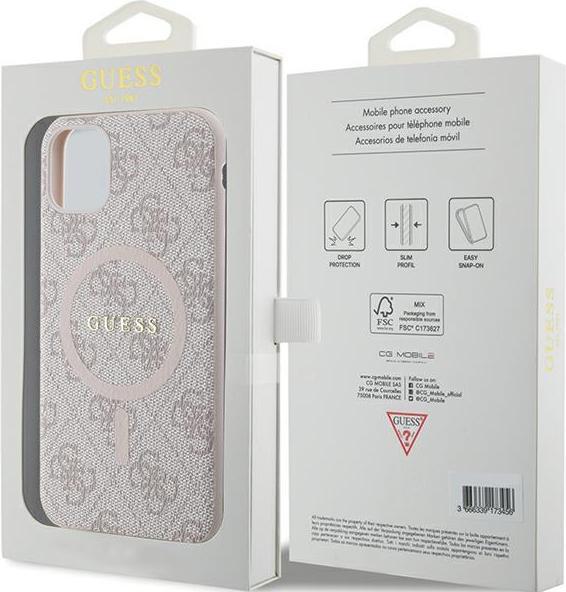 Produktbild Guess GUHMN61G4GFRP iPhone 11 6.1" / Xr różowy/pink hardcase 4G Collection Leather Metal Logo MagSaf (Apple iPhone 11, Apple iPhone XR)