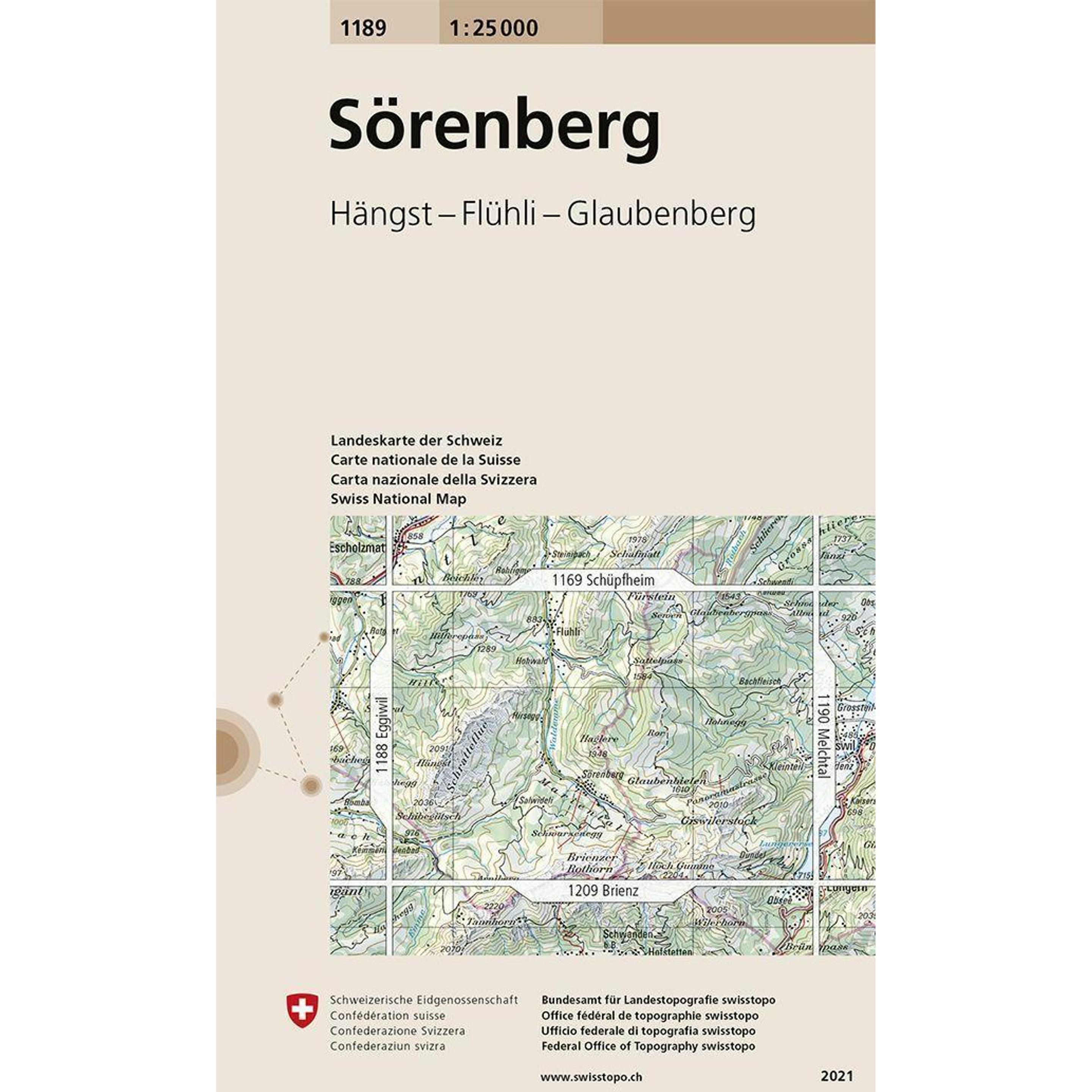 swisstopo LANDESKARTE 1:25 000 - Normalblatt (1189)