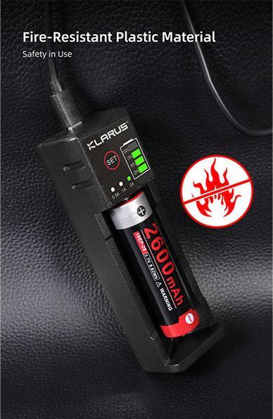 Actual product image Klarus K1-PRO battery charger with USB port (14500, 16340, 16650, 17500, 17650, 17670, 18350, 18490, 18500, 18650, 20700, 21700, 26650, 32650, AA, AAA, AAAA, C)