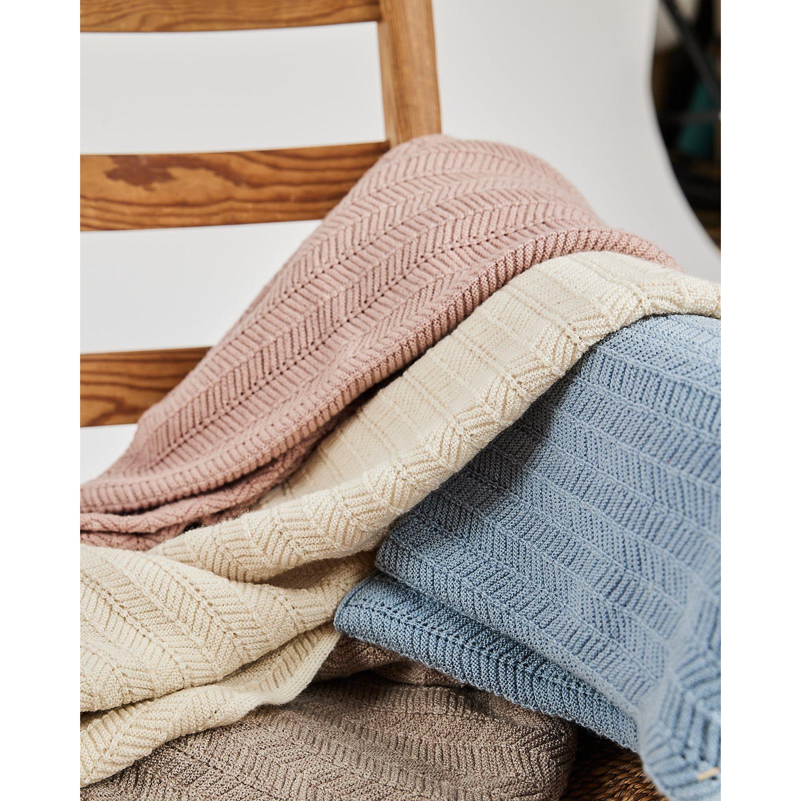 Thumbnail - Smallstuff, Babydecke, - Baby blanket, fishbone, merino wool - Blue - 80x100 cm (70007-84) (80 x 100 cm)