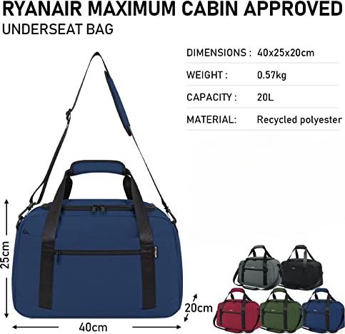 Produktbild Only-Bags.Store Handgepäck 40 x 20 x 25 cm für Ryanair Reisetasche für Flugzeug unter Sitz Handgepäck Koffer PET