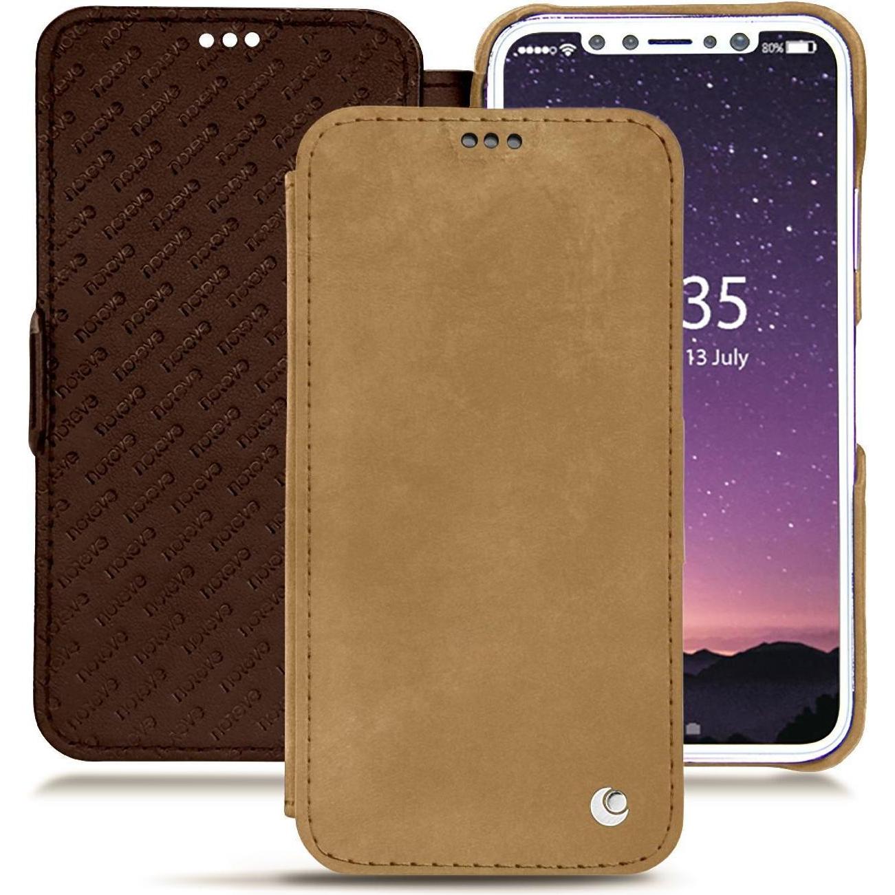 Thumbnail - Noreve Lederschutzhülle horizontal (Apple iPhone XS), Smartphone Hülle, Braun