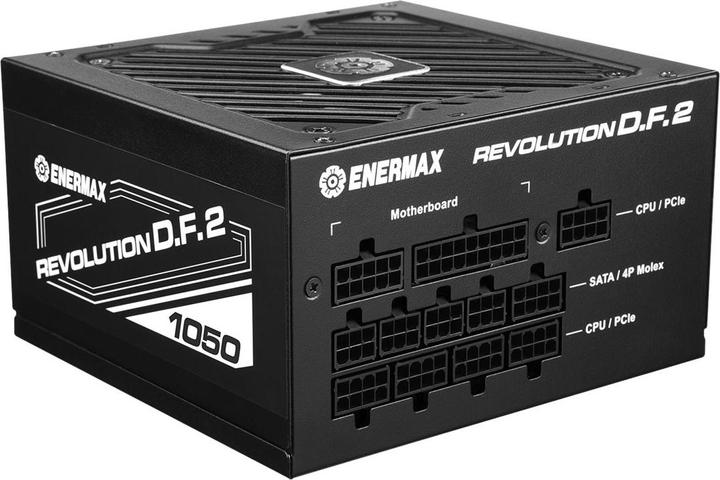 Actual product image Enermax REVOLUTION D.F. 2 1050W Compact Gaming Streaming ATX PSU 80Plus Gold Semi-Modular Semi-Fanle (1050 W)