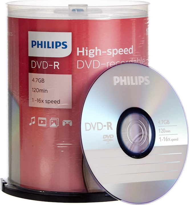 Image du produit Philips 1x100 DVD-R 4.7GB 16x SP (100 x)