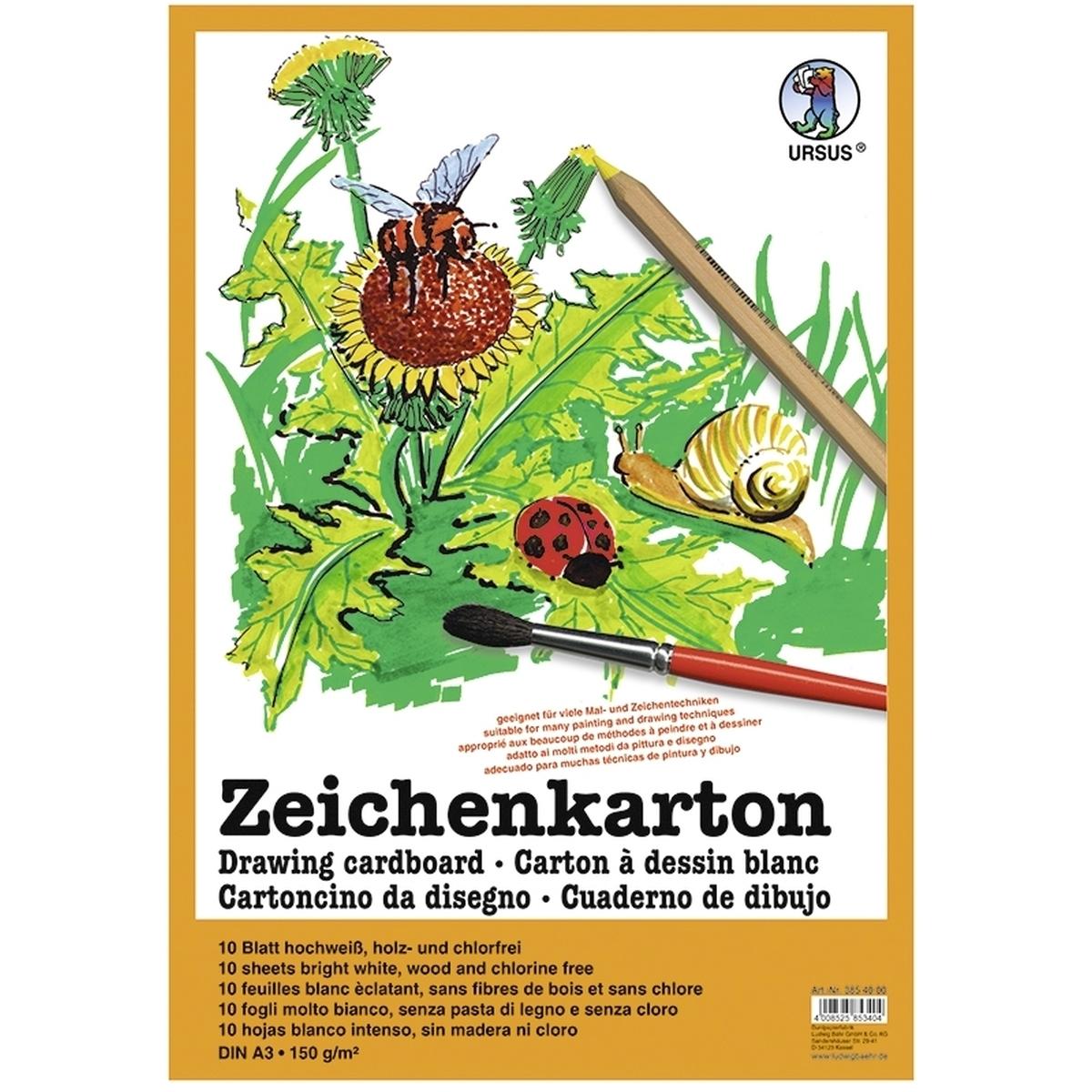 Ursus, Bastelpapier, Zeichenkarton 150g/qm A3 VE=10 Blatt (150 g/m², 1 x)