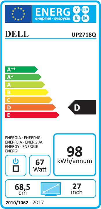 Energie-Label Dell Up2718q (3840 x 2160 Pixel, 27")
