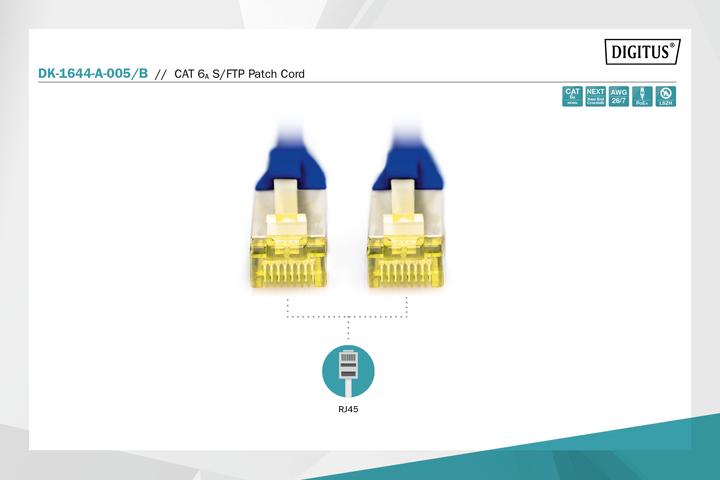Produktbild Digitus CAT6A S-FTP Patchk.,0,5m, Blau (S/FTP, CAT6a, 0.50 m)
