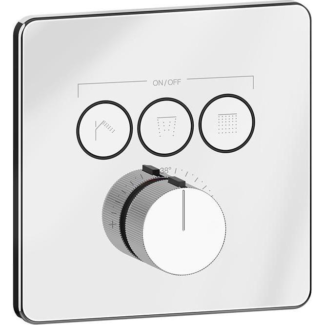 Gessi, Badarmatur, Hi-Fi Fertigmontageset Thermostat mit Tasten-Bedienung on/off. 3-Wege, Wandmontage