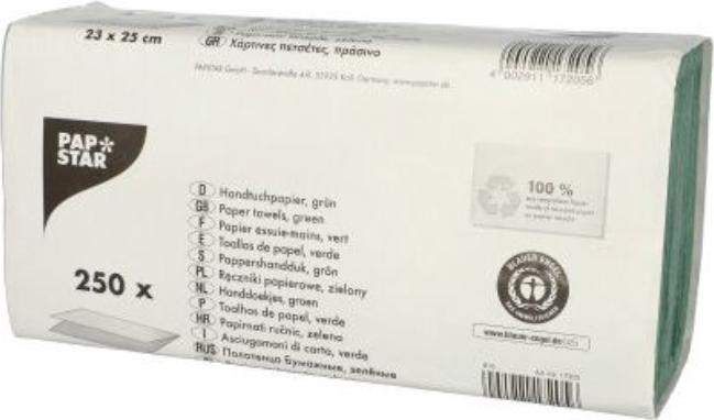Produktbild Papstar Blatt Handtuchpapier V-Falzgrün Zick Zack (250 x)