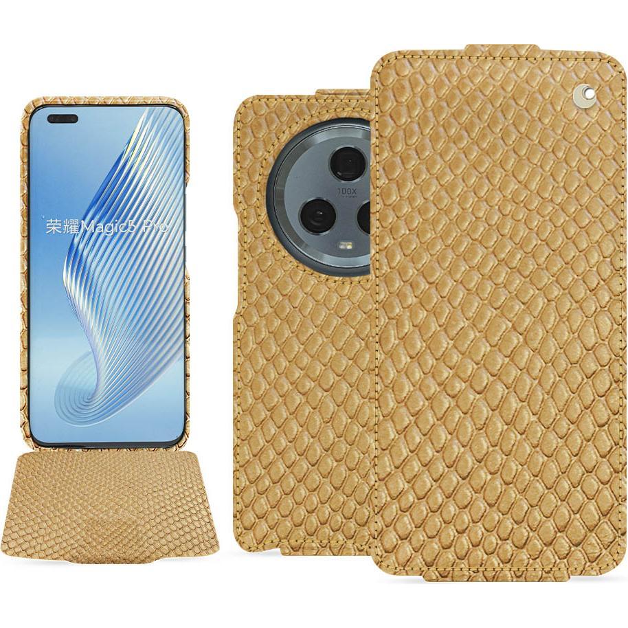 Noreve Lederschutzhülle vertikal (Honor Magic5 Pro), Smartphone Hülle, Beige