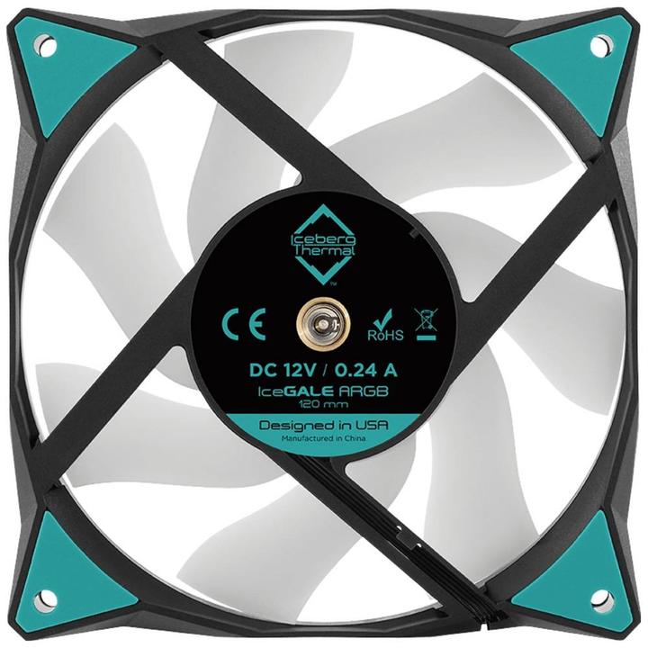 Actual product image Iceberg Thermal IceGALE ARGB computer case fan 12 cm Black 1 piece(s) (120 mm, 1 x)