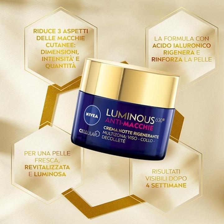 Actual product image NIVEA Cellular Luminous630 Anti-Spot Regenerating Night Cream 50ml with Hyaluronic Acid and Luminous (Body cream, 50 ml)