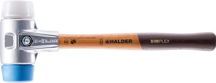Actual product image Halder Soft-face hammer SIMPLEX Length 300 mm Head Ø 30 mm Wood Superplastic white/TPE-soft blue (185 g)