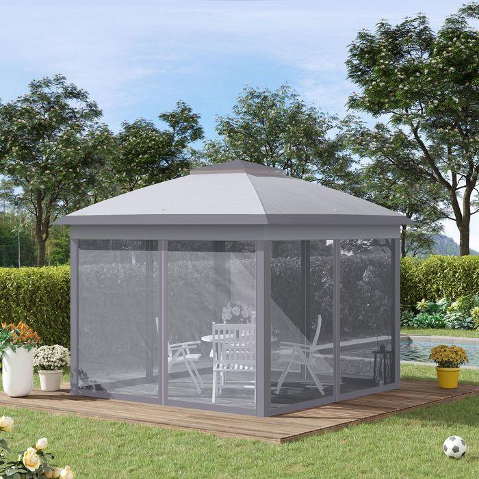 Actual product image Swisshandel24 Faltpavillon 3x3 m, 4 abnehmbare Mückennetze, Oxford-Gewebe Metall Grau (330 cm, 330 cm)