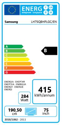 Energie-Label Samsung QB75H Public Display (3840 x 2160 Pixel, 75")