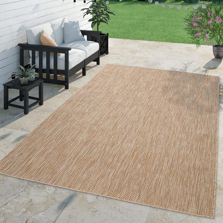 Produktbild TT Home Teppich Outdoor Wohnzimmer Esszimmer Balkon Wetterfest (150 x 80 cm)