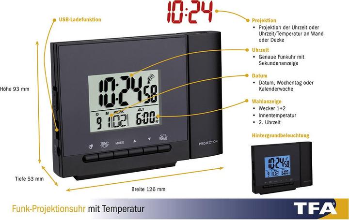 Actual product image TFA Projection Clock 2.0