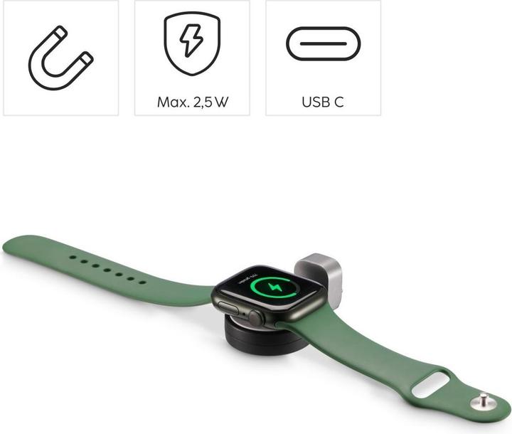 Image du produit Hama Chargeur Apple Watch pour chargement sans fil, station de chargement magnétique USB-C, SW (5 W)
