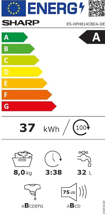 Energie-Label Sharp ES-NFH814CBDA-DE (8 kg, Links)