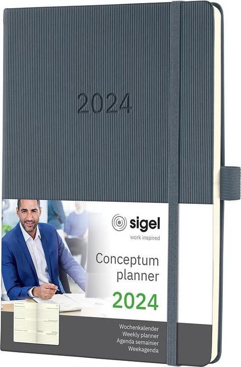 Produktbild Sigel Wochenkalender 2024 C2466 dark grey, 2S/1W, HC, A5 (A5, 1 Woche / 2 Seiten)