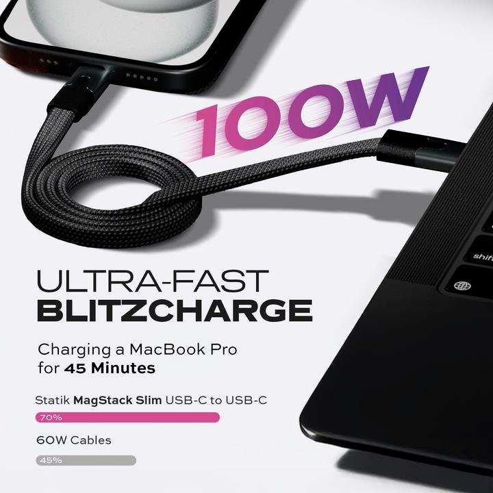 Image du produit Statik MagStack Slim Pro Cable (2 m, USB 2.0, 100 W)
