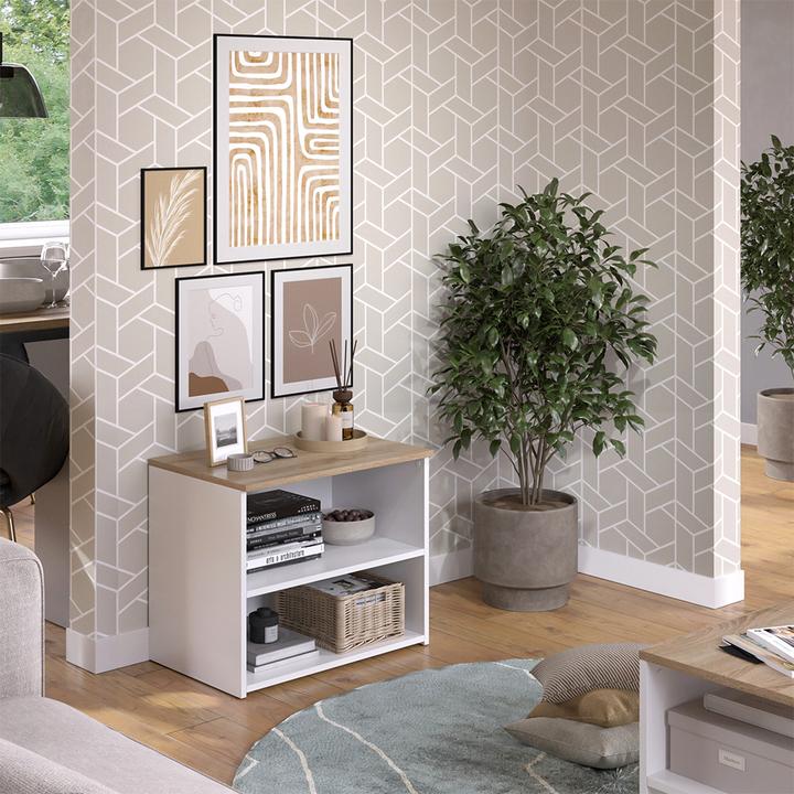 Actual product image Vicco Lowboard Wido, Weiss/Sonoma, 60 x 50 cm mit 2 Fächern (60 x 50 x 40 cm)