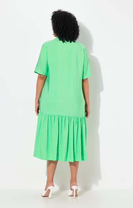 Produktbild Ulla Popken Midikleid, Volantsaum, A-Linie, V-Ausschnitt, Halbarm (60)