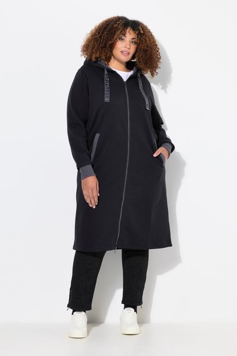 Actual product image Ulla Popken Zip Front Hooded Long Tunic Sweatshirt (46, 48)