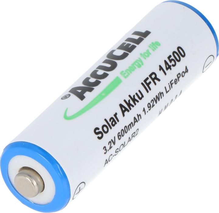 Produktbild Solar Akku IFR 14500 AA, Akku mit Kopf ungeschützt (AA, 600 mAh)