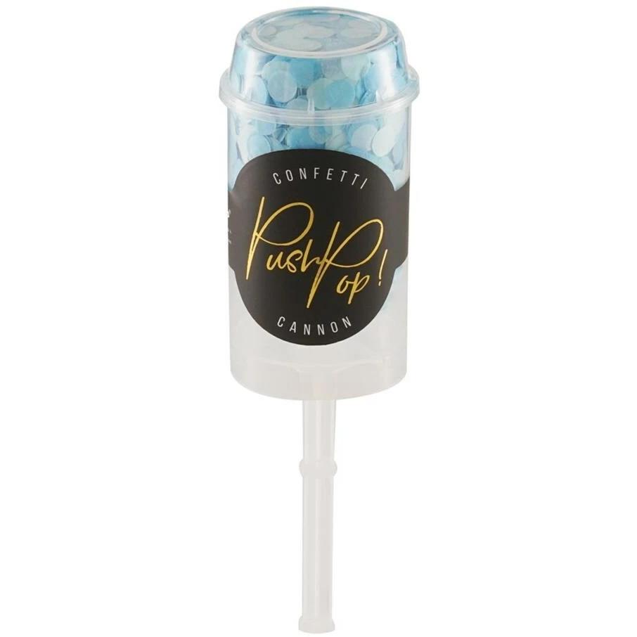 Partydeco Konfettikanone Push-Pop Ø 8 mm, 1 Stück, Blau