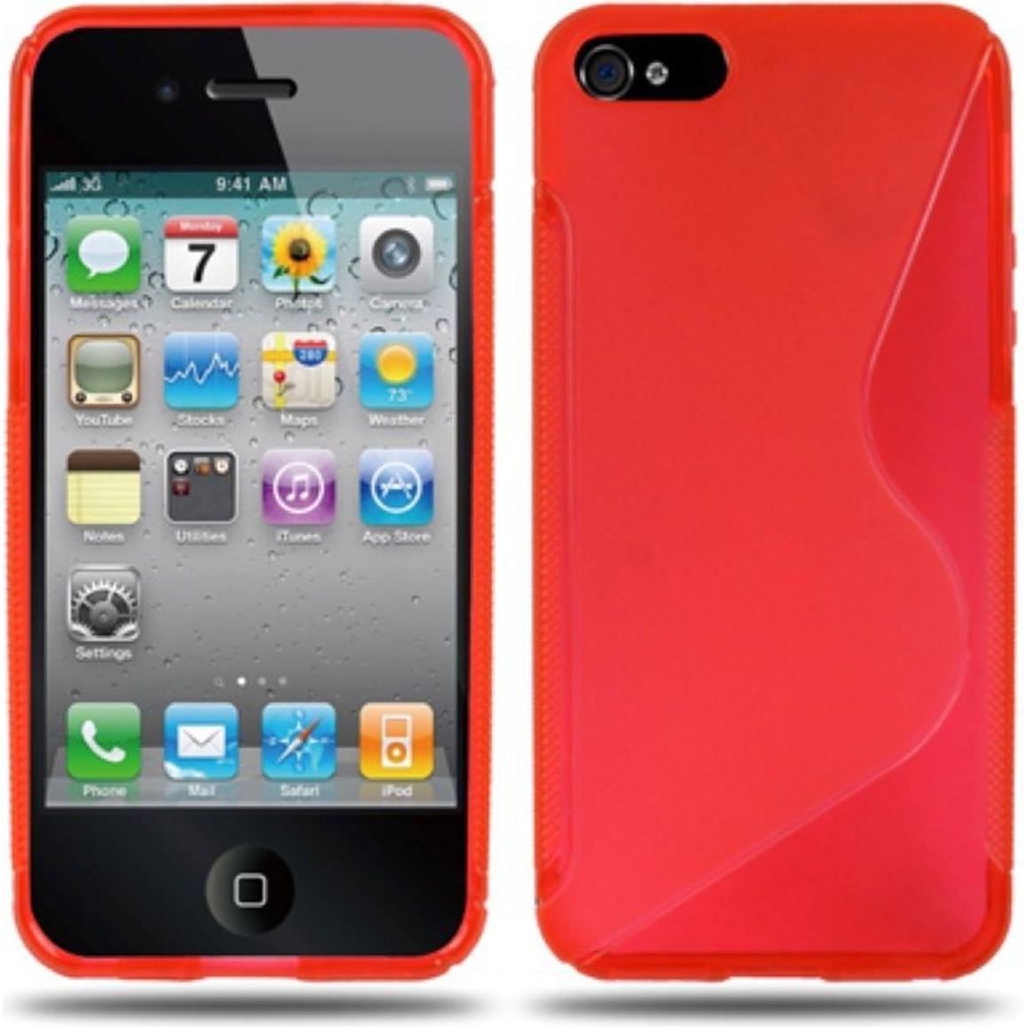 König Design Schutzhülle TPU Hülle für Handy Apple iPhone 5 & 5s Rot (Apple iPhone 5), Smartphone Hülle, Rot