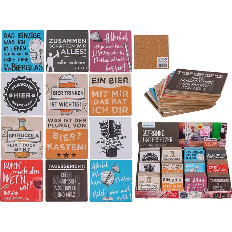 G. Wurm, Untersetzer, Untersetzer mit Korkboden, Slogans (1 x, Glasuntersetzer)