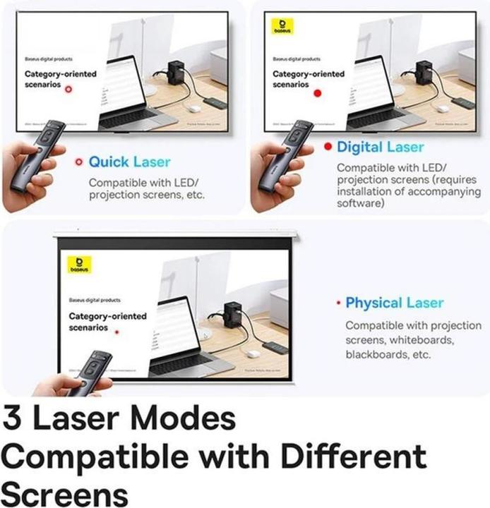 Productafbeelding Baseus Oranje puntlaseraanwijzer met AI en automatische vertaling - grijs (met batterij)