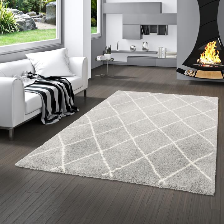 Produktbild Pergamon Luxus Shaggy Hochflorteppich Silky Soft Modern Rauten (80 x 150 cm)