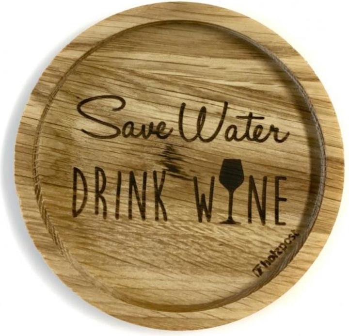 Produktbild Holzpost Untersetzer Save Water Eiche 11,2cm (1x, Glasuntersetzer)