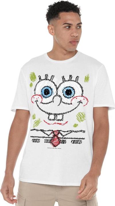 Actual product image Spongebob Squarepants Mens Scribble Smile T-Shirt (XL)