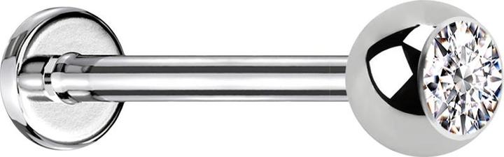 Actual product image Star Piercing Micro Labret silver with ball and crystal silver (without brass, Surgical steel 316L)