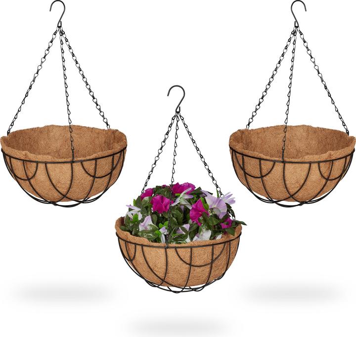 Produktbild Relaxdays 3x Blumenampel (31 x 31 x 50 cm)