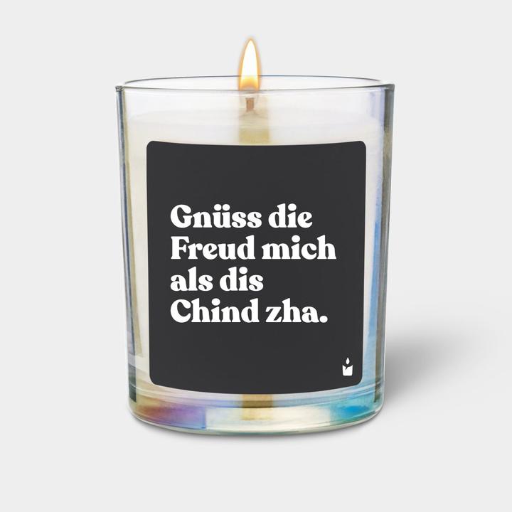 Chatty Candles Duftkerze Flowery Gnüss die Freud mich als dis Chind zha.