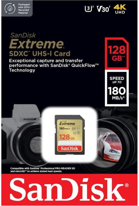 Produktbild SANDISK Extreme (128 GB, SDXC, U3, UHS-I)