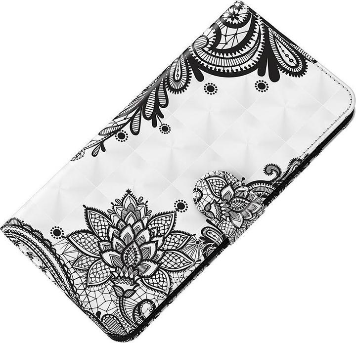 Actual product image Cover-Discount Galaxy S21 FE - case glitter effect flowers black (Samsung Galaxy S21 FE)