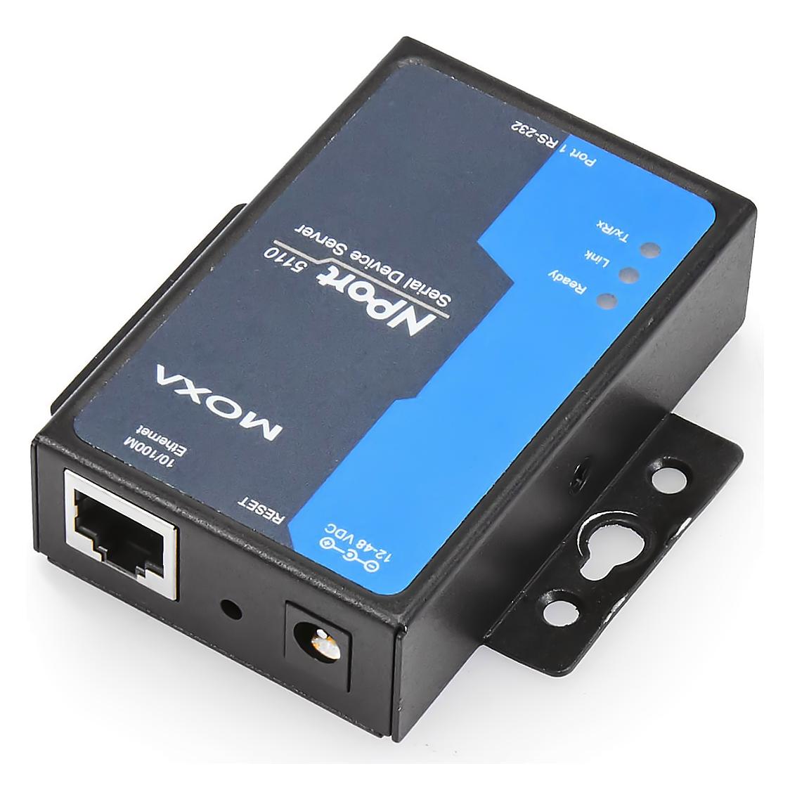 Moxa NPort 5110, Ethernet Seriële Deviceserver (1-poorts RS-232) (RJ45/LAN (1x)), Netwerkadapter, Zwart