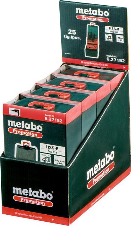 Actual product image Metabo HSS-R drill cassette 25-piece "Promotion (6 mm, 1 mm, 1.5 mm, 3 mm, 5 mm, 8 mm, 2.5 mm, 3.5 mm, 4.5 mm, 2 mm, 20 mm, 25 mm, 4 mm)